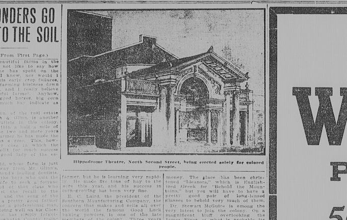 The Hippodrome as it looked when it opened in 1913.  The original building burns.  The fire is covered in the podcast. Photo from Richmond Times-Distpatch